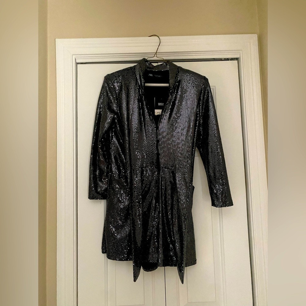 Zara Sequin Button Up Romper